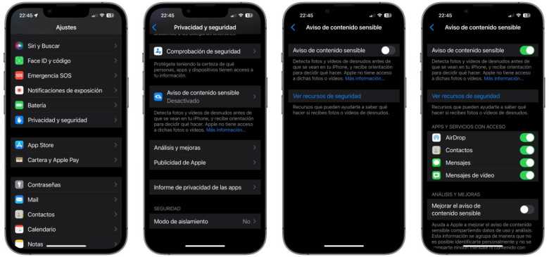 Advertencias de contenido sensible en iOS 17