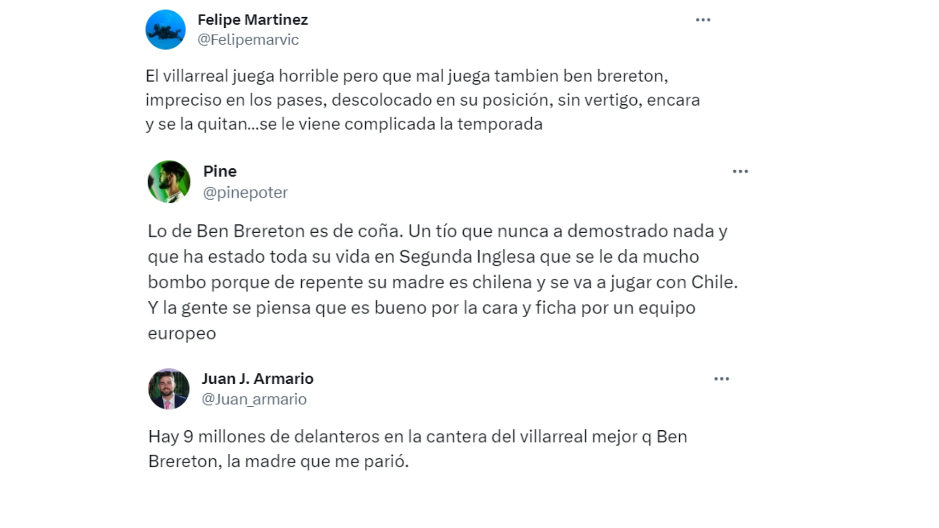 Hinchas del Villarreal criticaron a Ben Brereton en redes sociales.