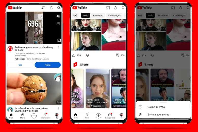 Shorts de YouTube en su versión móvil