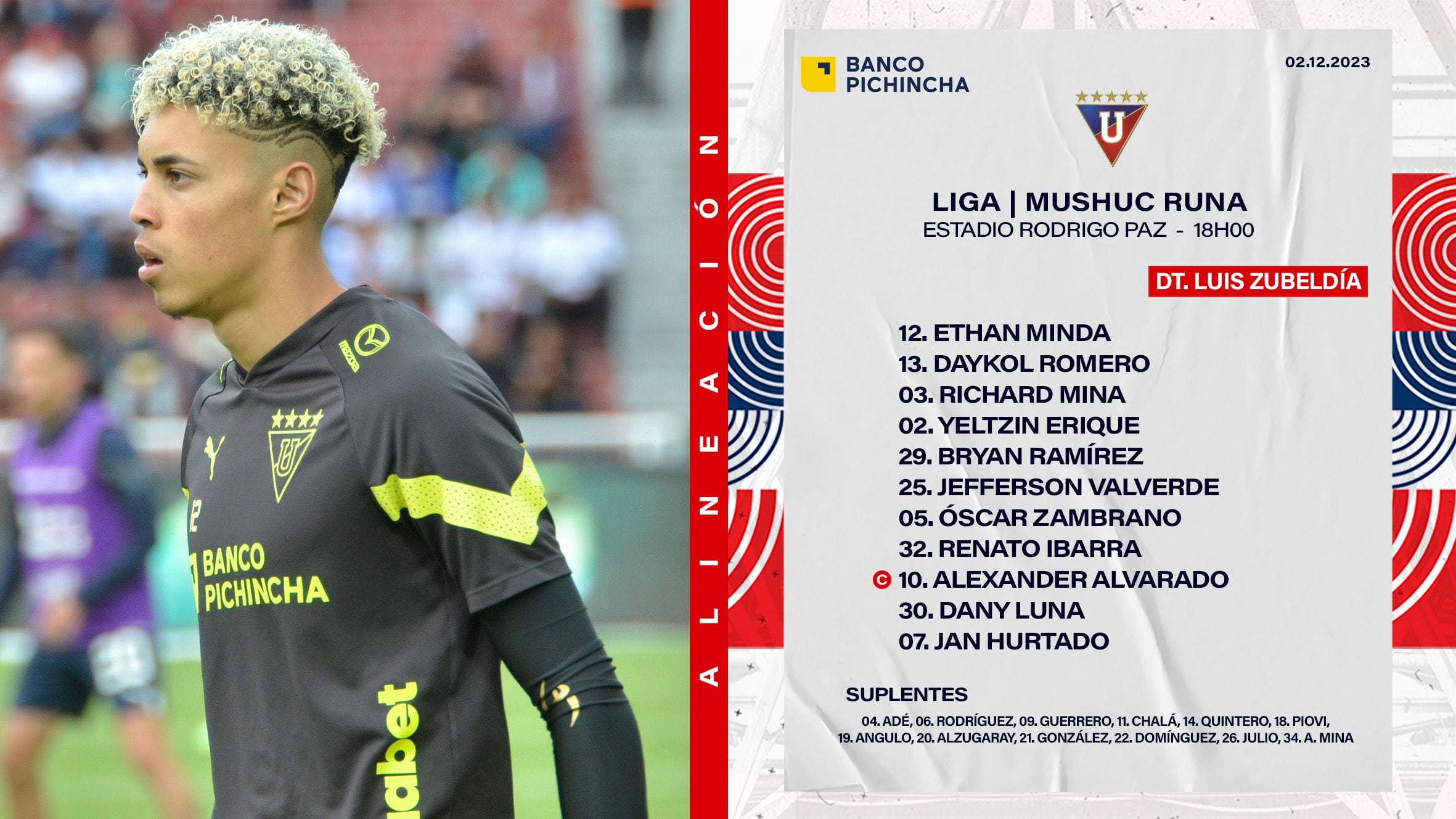 LDU de Quito vs Mushuc Runa: alineación titular de la 'casa blanca' con Paolo Guerrero en el banco.