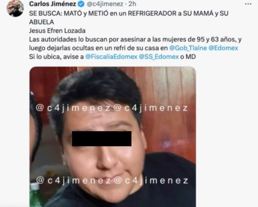 Mata a su mamá y abuela, las mete a un refri y huye en Edomex