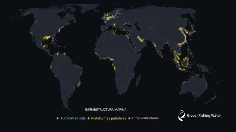 Mapa de la actividad humana en el mar.