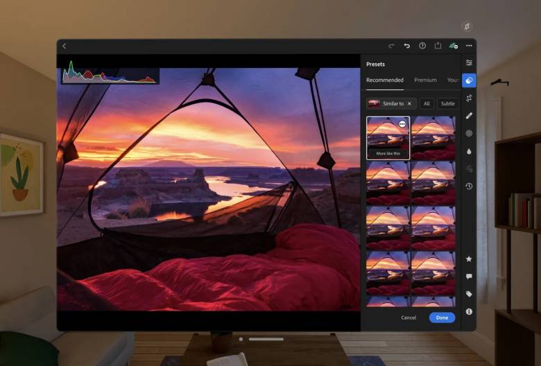 Adobe Lightroom para Apple Vision Pro