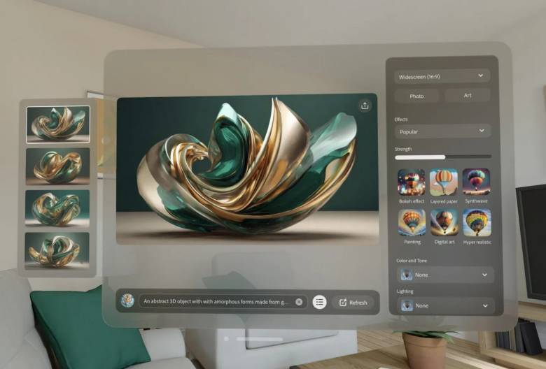 Adobe Firefly en las Apple Vision Pro. Imagen: Adobe.