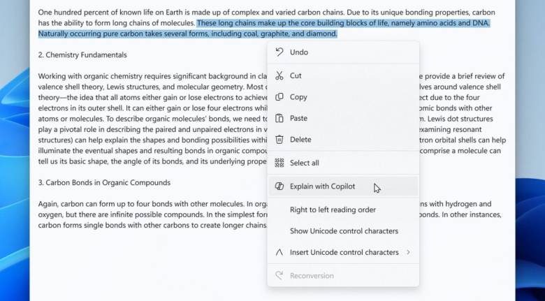 Explícalo con Copilot, la función impulsada por IA en el Bloc de notas de Windows 11