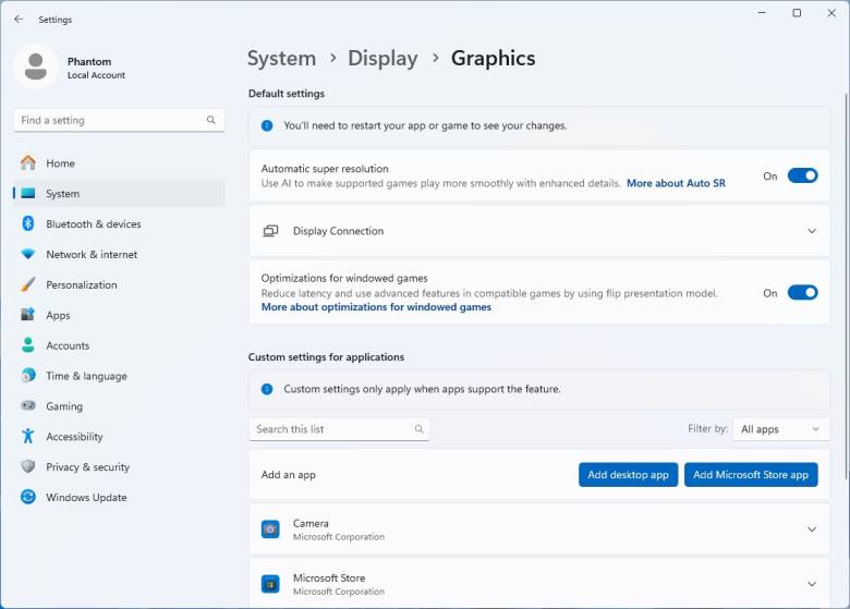 Auto Super Resolution, la opción que activa DirectSR en Windows 11