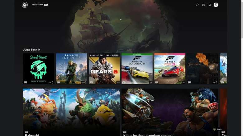 Nueva interfaz de Xbox Cloud Gaming en la web