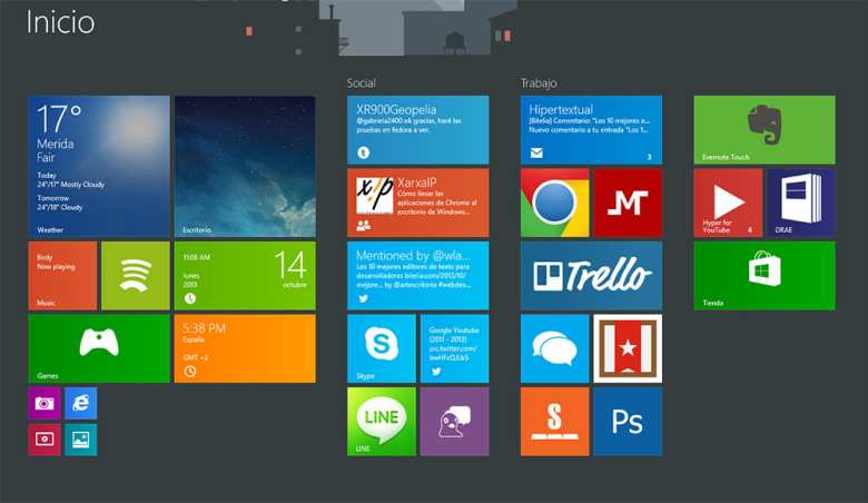 Live Tiles en el menú de inicio de Windows 8