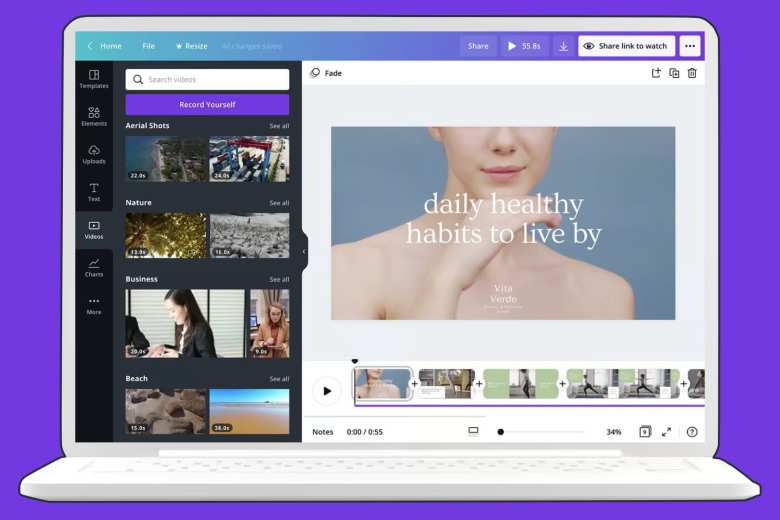 Si no quieres o no puedes instalar aplicaciones, prueba el editor de video online de Canva