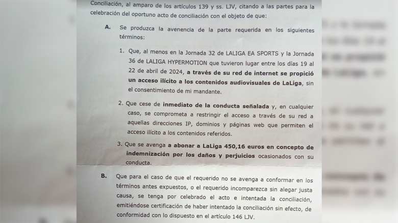 Carta Tebas y LaLiga IPTV