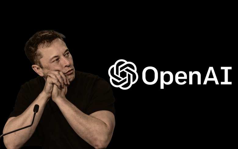 Elon Musk con el logo de OpenAI