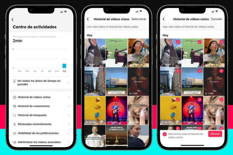 El historial de videos vistos ayuda a reiniciar el algoritmo de TikTok