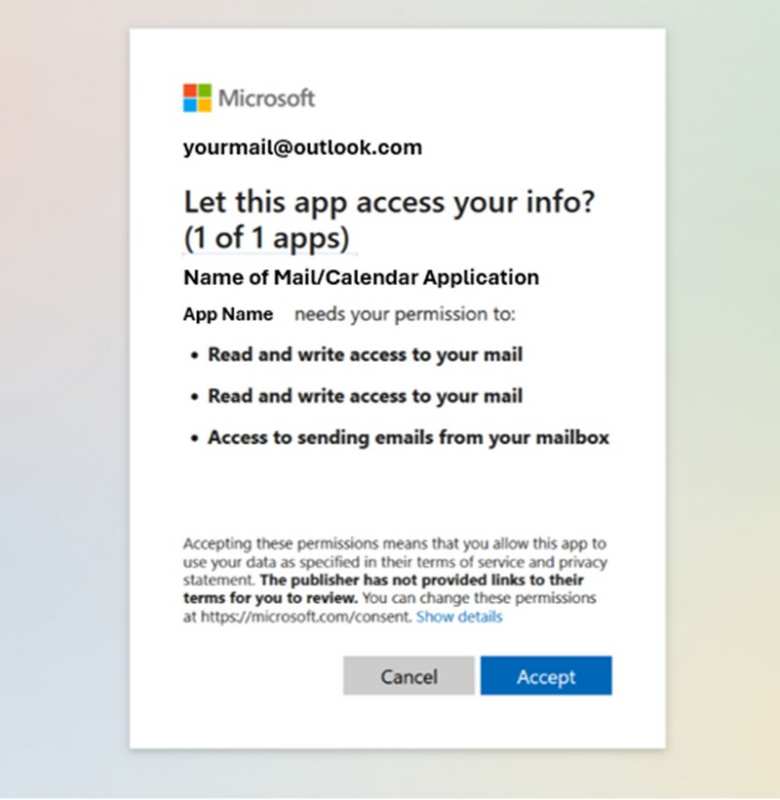 Ventana de alerta que mostrará Microsoft en las cuentas de Hotmail, Live y Outlook