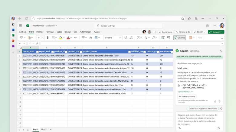 Cómo generar fórmulas en Excel usando Copilot. Imagen (Microsoft)
