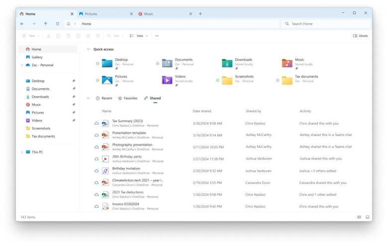 Acceso al contenido compartido en el Explorador de archivos de Windows 11