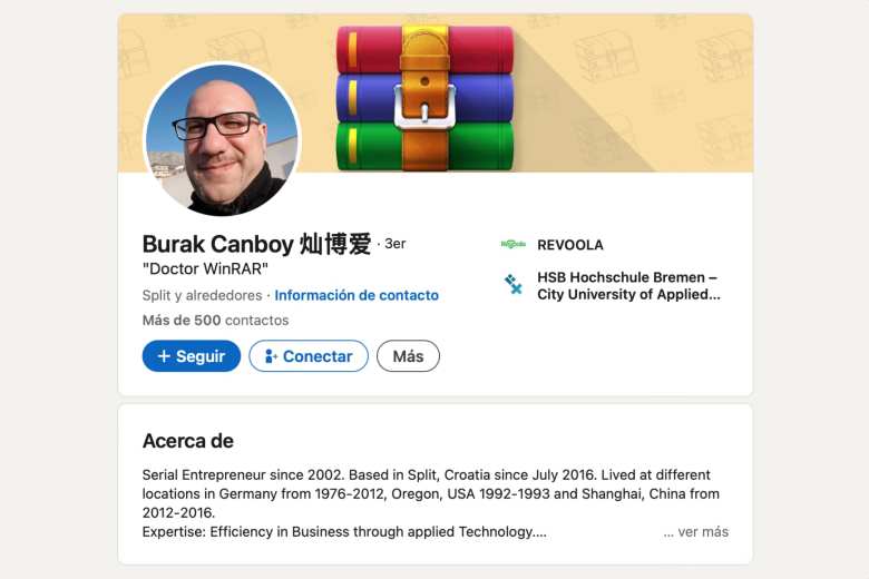 Perfil de Burak Canboy en LinkedIn