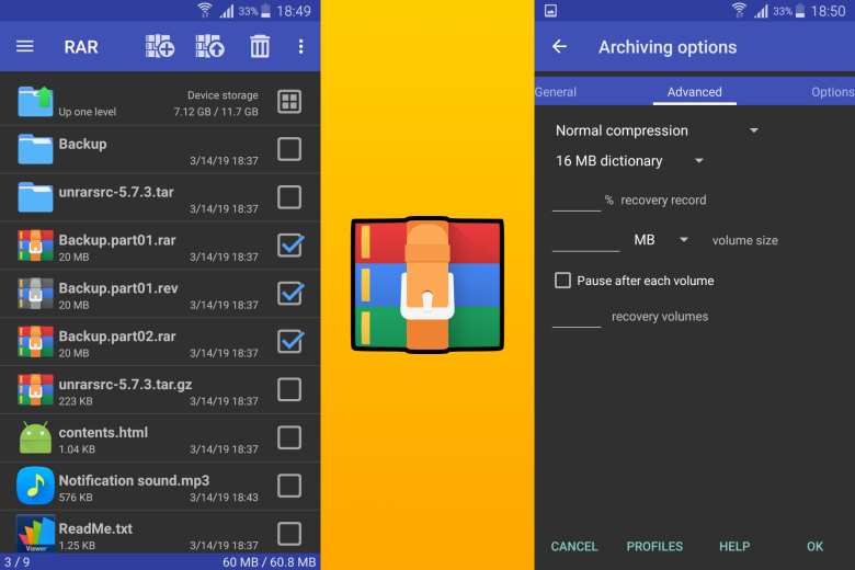 RAR para Android es el único programa gratuito de RARLAB