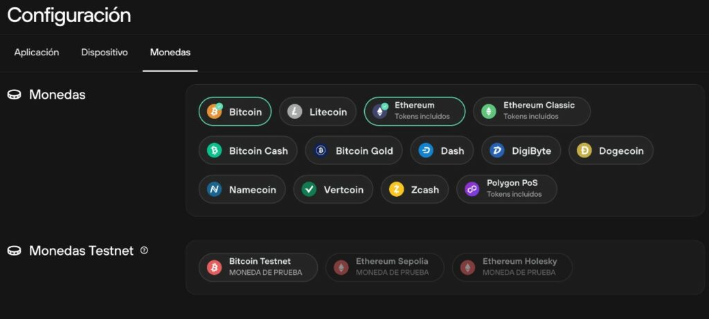 Criptomonedas que acepta Trezor