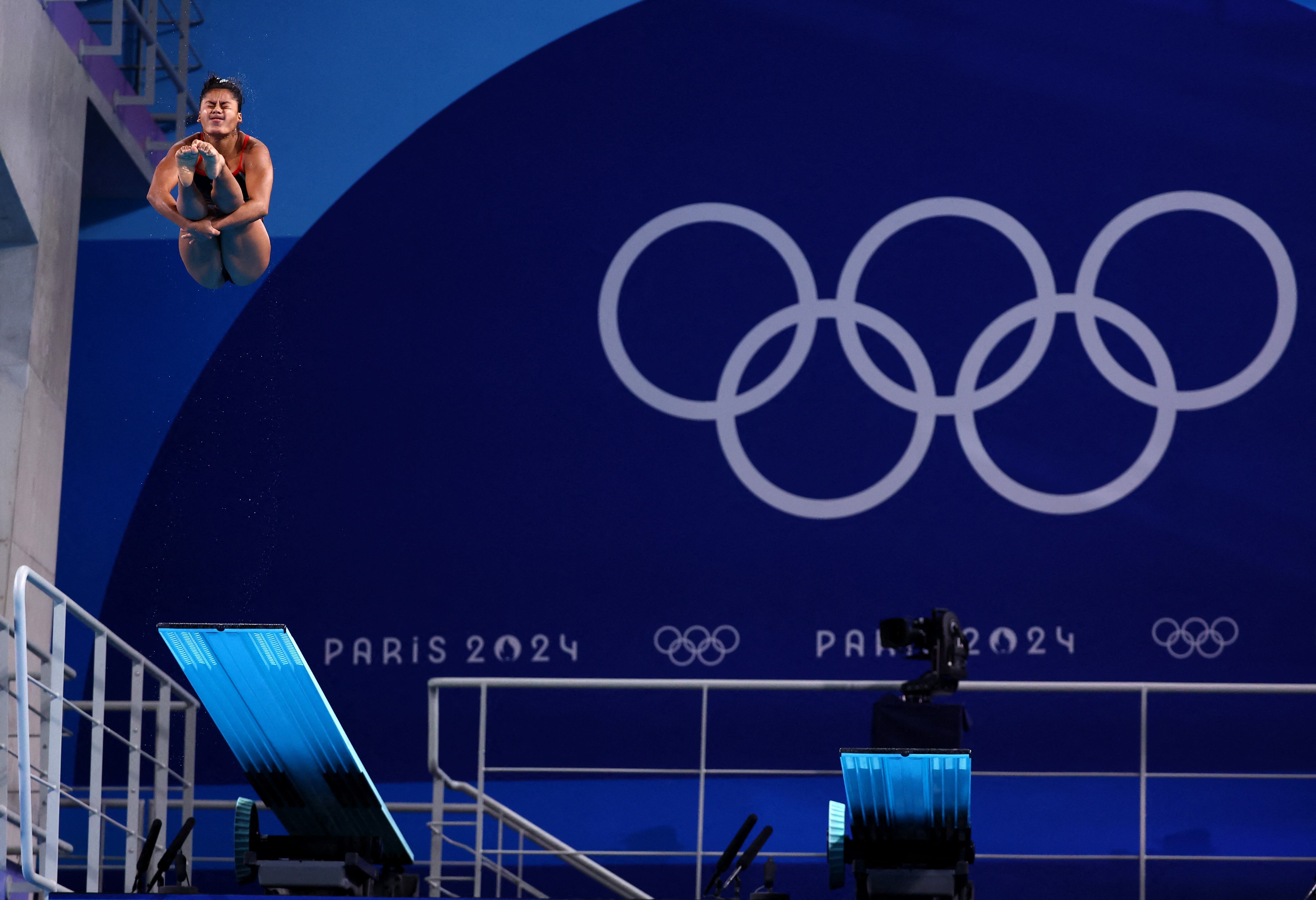 Paris 2024 Olympics - Diving - Women's 3m Springboard Preliminary - Aquatics Centre, Saint-Denis, France - August 07, 2024. Alejandra Estudillo Torres of Mexico in action. REUTERS/Hannah Mckay