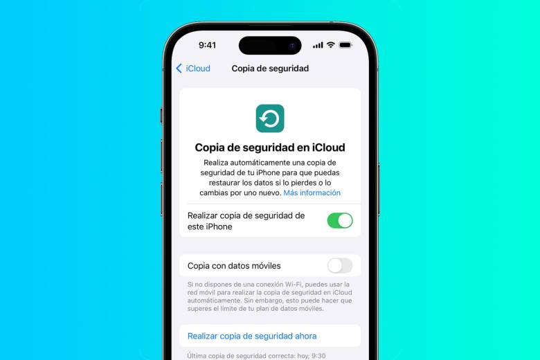 Copia de seguridad en iCloud permite hacer un respaldo manual o automático en la nube