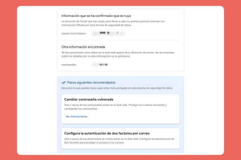 El informe de dark web de Google te ofrece pasos a seguir para poner tus datos a buen recaudo