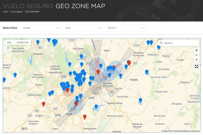 DJI te ofrece su propio mapa para saber donde volar un dron de su catálogo