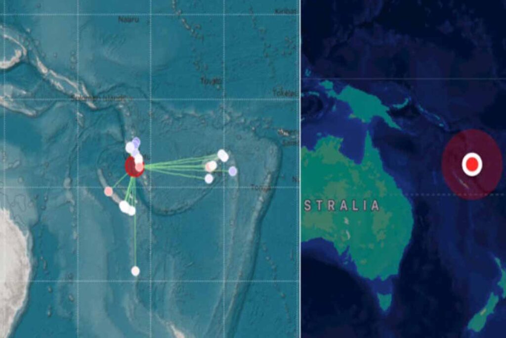 Datos de mediciones indican que una ola de 0.25 metros fue observada cerca de Vanuatu.