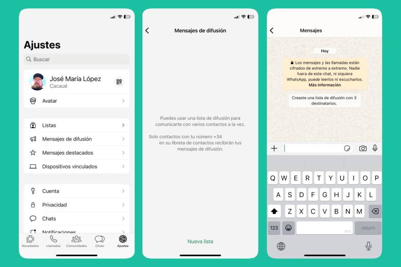 Listas de difusión de WhatsApp