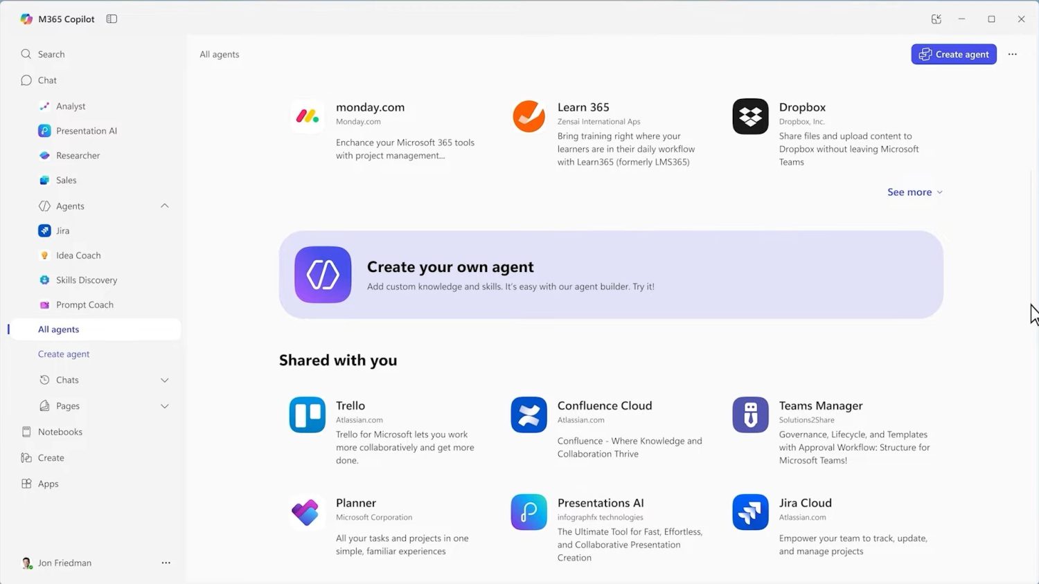Agent Store en la nueva app de Copilot
